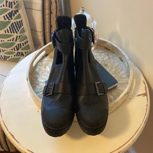 New, Michael Kors leather buckle ankle boots